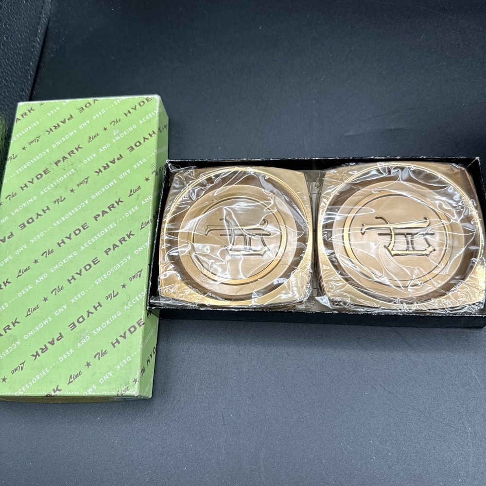 HYDE PARK Set Of 8 Airplane Airlines Cast Bronze Coasters 4-1/4" In Original Box